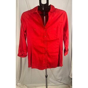 Signature by Larry Levine Women’s Red Button-Up Top Size XL Classic Workwear